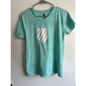 K Swiss Womens Medium Basic Green Blue Crew Neck T Shirt